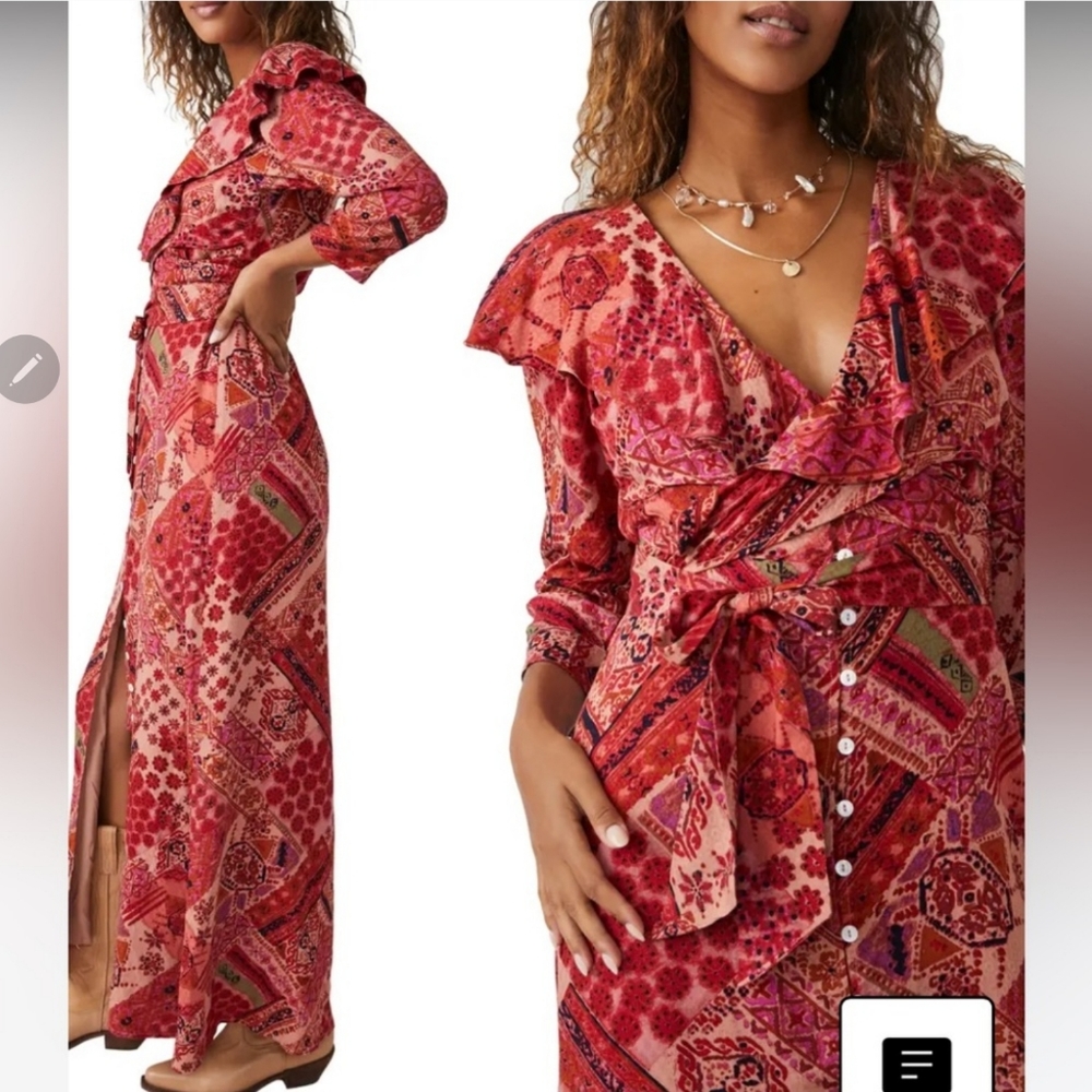 **1 MED LEFT!!**Free People Lennon Dress in Primrose Combo
